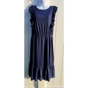 New Charter Club Women's Size PXL Blue Solid Ruffle Sleeveless Dress $79